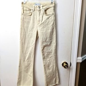 ZARA pale yellow denim pants. Cut off bottom. 5 pocket design. Size 2